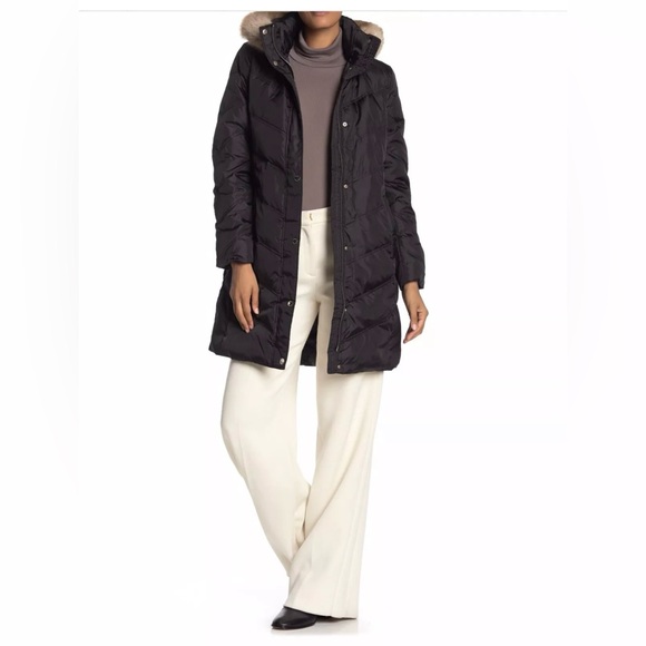 Michael Kors Missy 3/4 Down Faux Fur Hooded Quilted Jacket - Picture 3 of 12